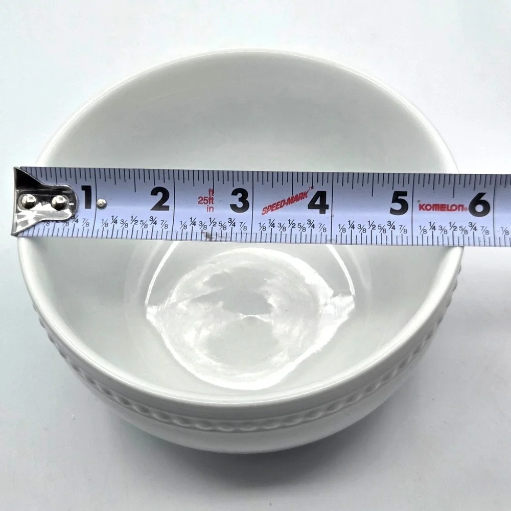 Better Homes & Gardens Sophia White Beaded Bowls Set of 2- Soup, Cereal - 5-5/8